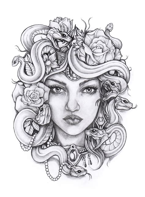 beautiful medusa tattoo drawing|simple medusa tattoo drawing.